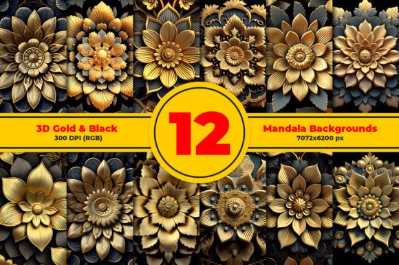 3D Gold & Black Mandala Backgrounds: A Designer's Toolkit