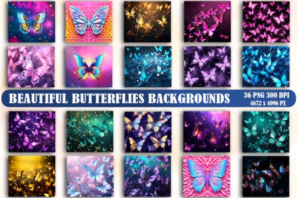 Beautiful Butterflies Backgrounds Bundle for Creative Projects