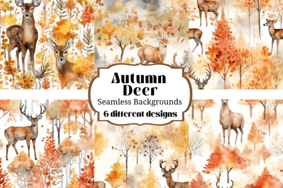 Enchanting Autumn Deer Woods Seamless Backgrounds
