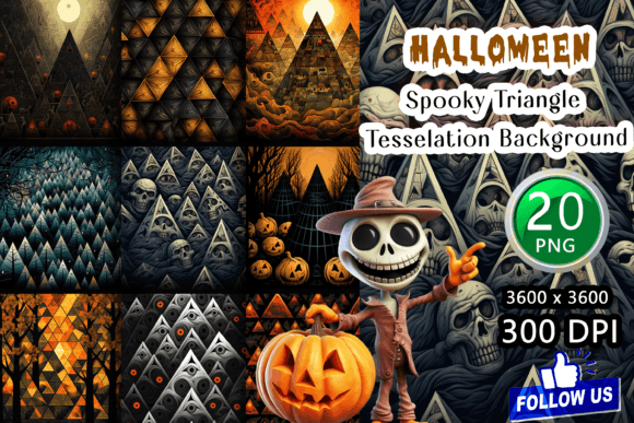 Enigmatic Geometry: Halloween Spooky Triangle Tessellation Backgrounds