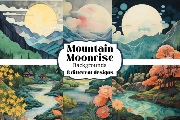 Mountain Moonrise Digital Backgrounds: A Serene Canvas for Creativity