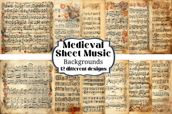 Old Medieval Sheet Music Backgrounds for Crafters