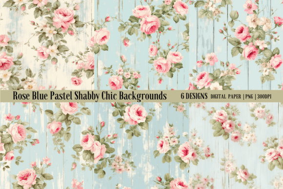 Rose Blue Pastel Shabby Chic Backgrounds for Creative Projects