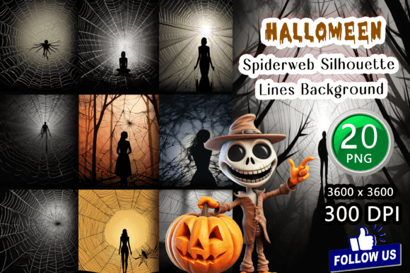 Spiderweb Silhouette Lines Backgrounds: Your Halloween Design Secret