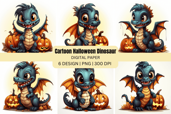 Spooky & Cute: Cartoon Halloween Dinosaur Backgrounds