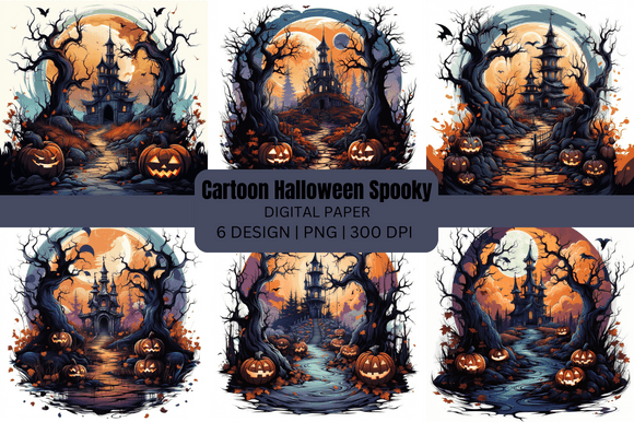 Spooky & Playful: Cartoon Halloween Backgrounds for Designers