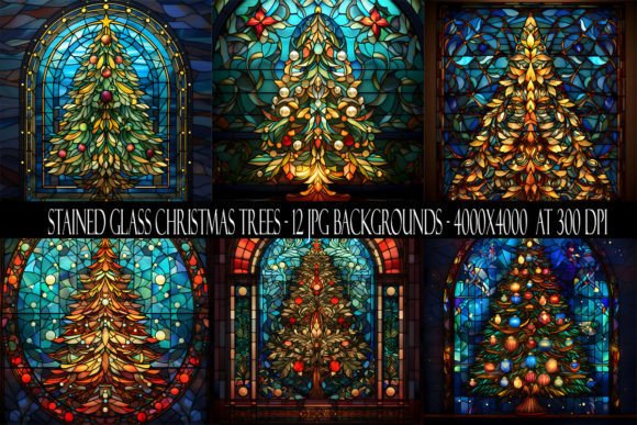 Stained Glass Christmas Tree Backgrounds for Your Designs