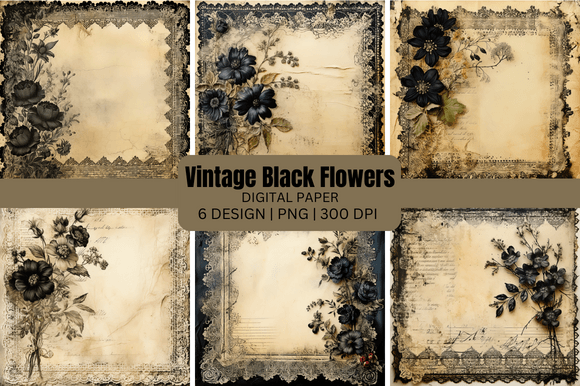 Stunning Vintage Black Flowers Backgrounds for Creative Projects