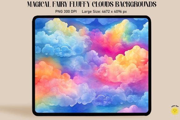 Watercolor Rainbow Clouds Backgrounds: A Dreamy Design Asset