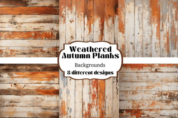 Weathered Autumn Wood Planks Backgrounds for Crafts